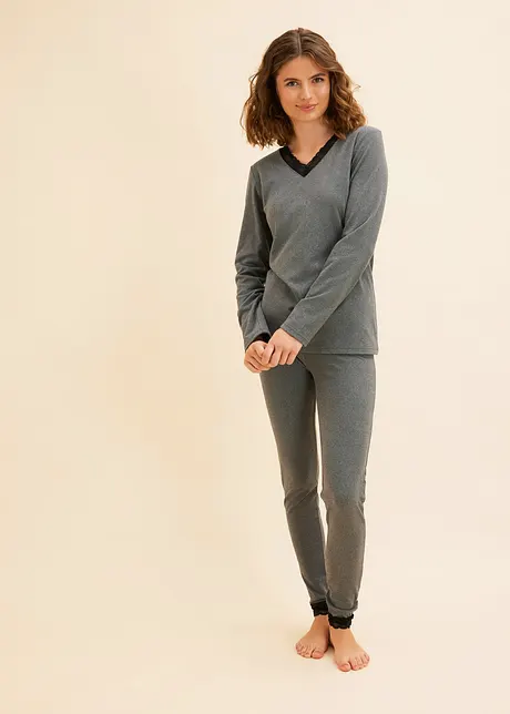 Pyjama thermique avec legging et dentelle, bonprix