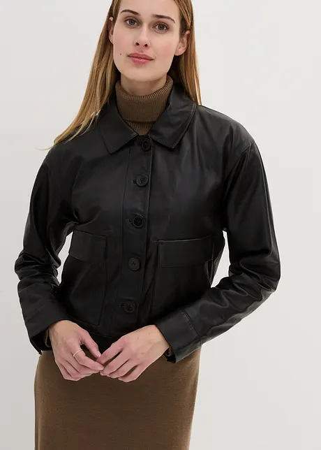 Blouson en cuir nappa d'agneau, bonprix