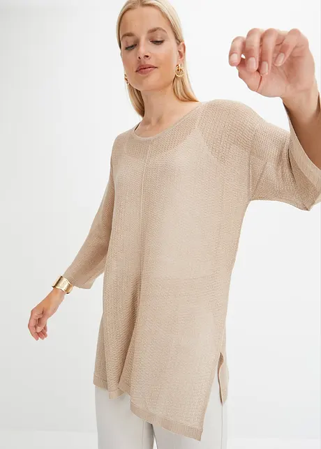 Pull oversize en maille ajourée, bonprix