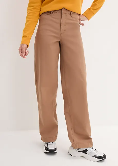 Pantalon twill Essential, taille haute, bonprix