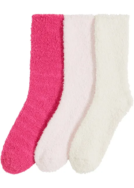 Lot de 3 paires de chaussettes douillettes à nœud en satin, bonprix