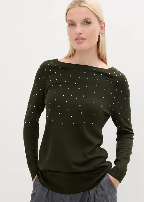 Pull long à strass, bonprix