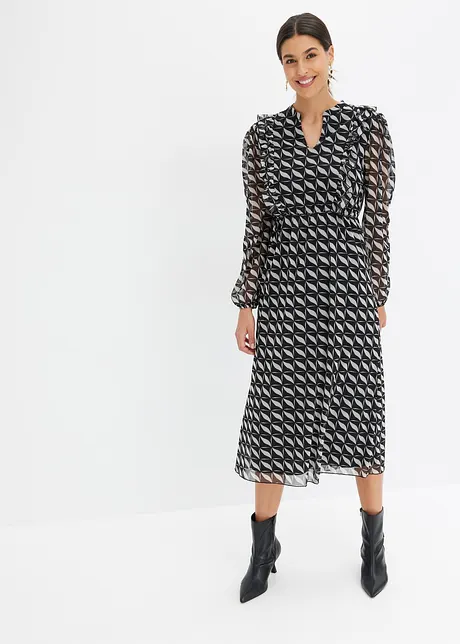 Robe midi imprimée en mesh, bonprix