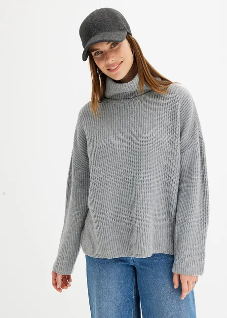 Pull col roulé en maille côtelée, bonprix