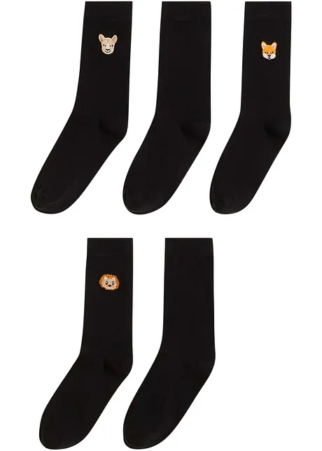 Lot de 5 paires de chaussettes à broderie, bonprix