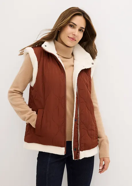 Gilet sans manches réversible en polaire aspect peluche, bonprix