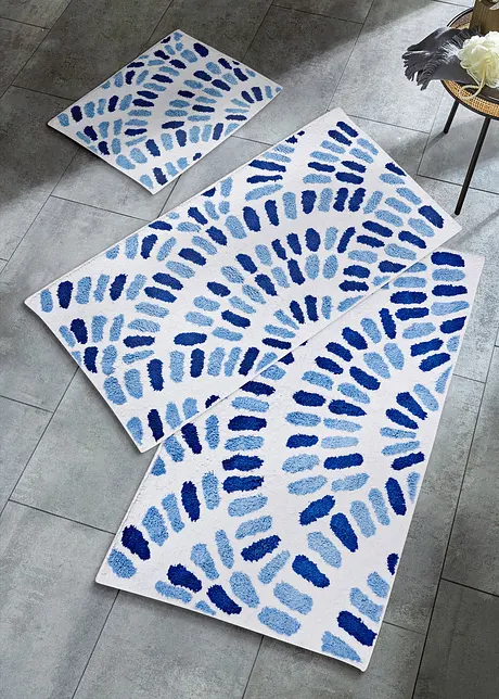 Tapis de bain aux tons bleus, bonprix