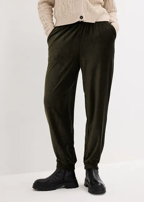 Pantalon en velours stretch à ceinture élastiquée, longueur cheville, bonprix