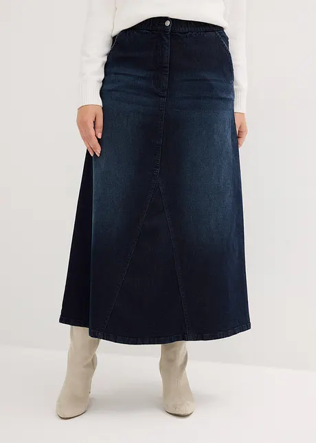 Jupe ample en jean à taille extensible, bonprix