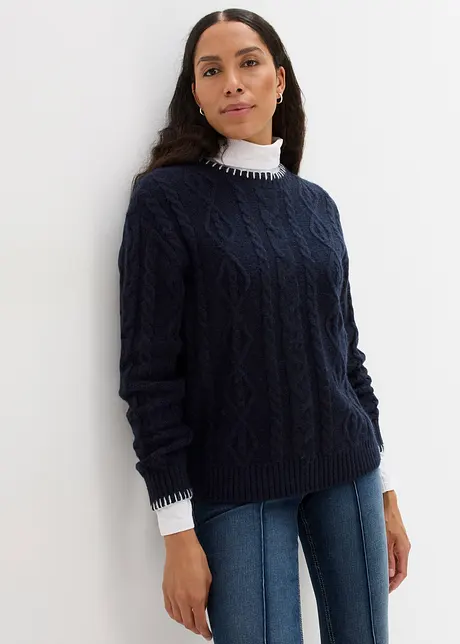 Pull en maille torsadée, bonprix