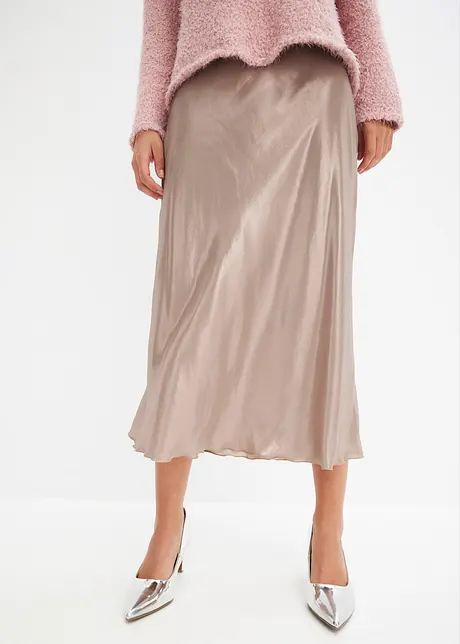 Jupe midi en satin fin, bonprix