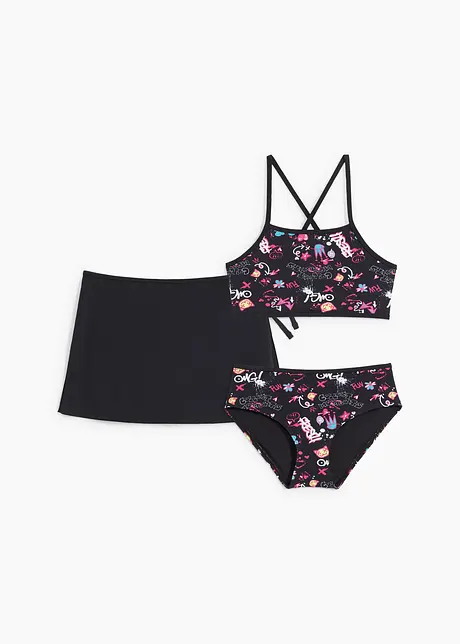 Bikini fille et jupe de bain (ens. 3 pces), bonprix