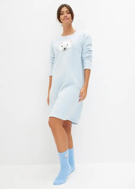 Chemise de nuit en polaire avec application, bonprix