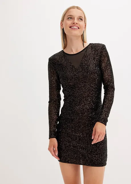 Robe à sequins et épaulettes, bonprix