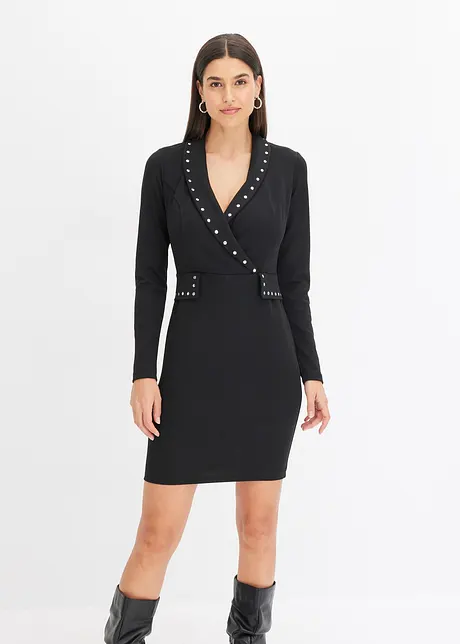 Robe courte effet tailleur avec rivets décoratifs, bonprix