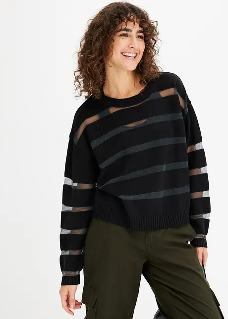 Pull avec empiècement mesh, bonprix