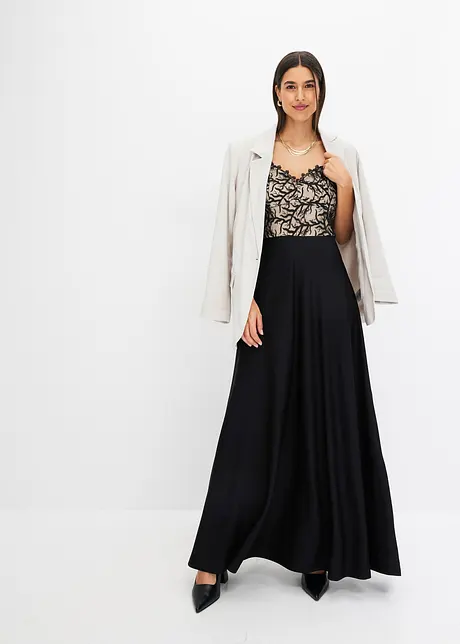 Robe midi avec dentelle et fines bretelles, bonprix