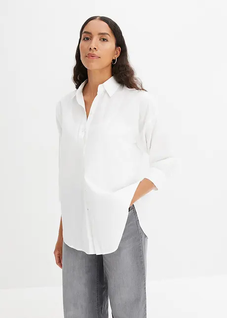 Chemisier oversize en coton, manches 3/4, bonprix