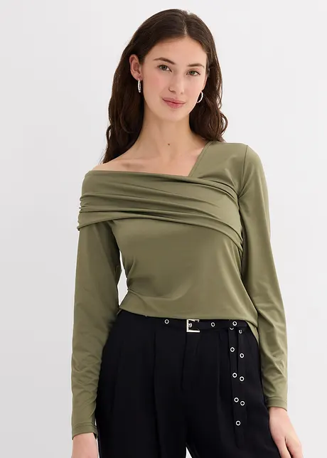 T-shirt manches longues à fronces, bonprix