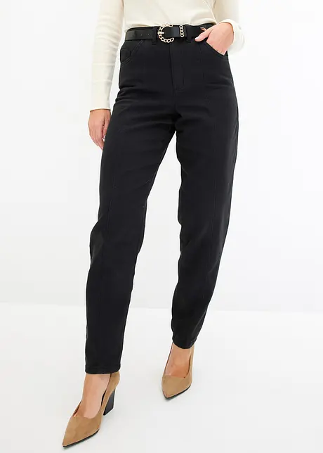 Pantalon barrel en twill à ceinture, bonprix