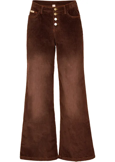 Pantalon en velours côtelé extensible, Wide, bonprix