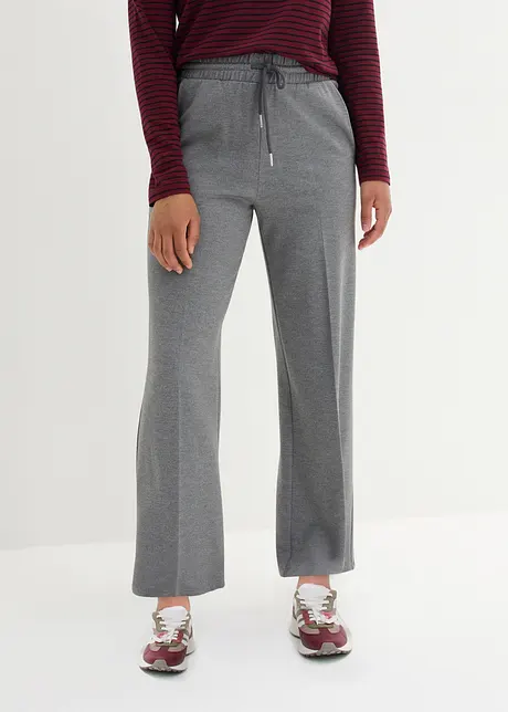 Pantalon en punto di roma à plis repassés et taille élastique, bonprix