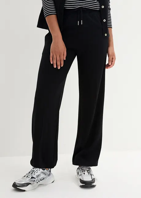 Pantalon en punto di roma à plis repassés et taille élastique, bonprix
