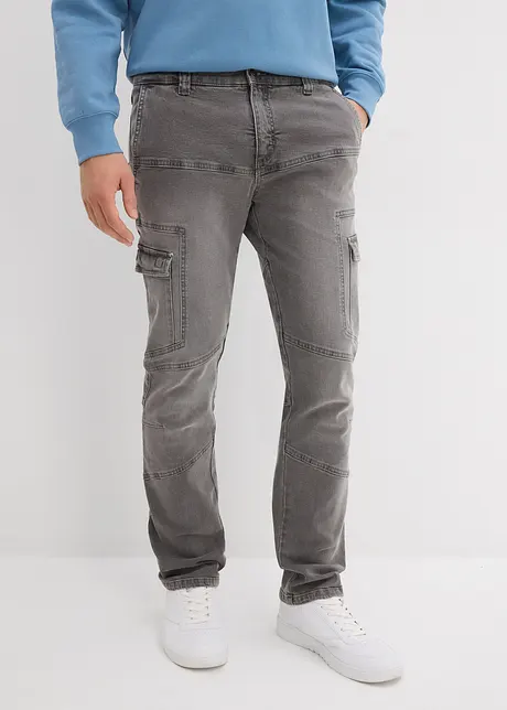 Jean cargo droit extensible, Regular, bonprix