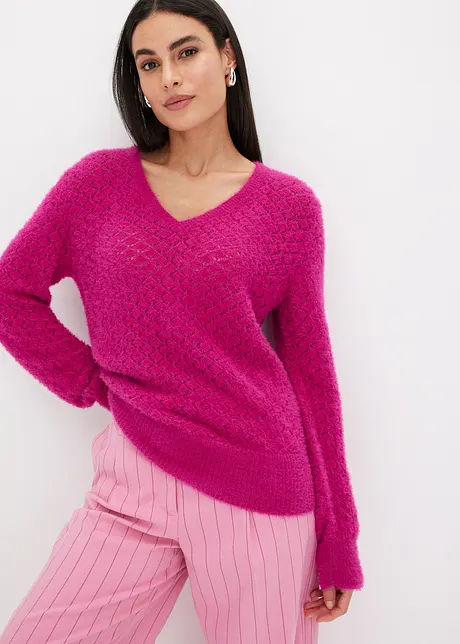 Pull ajouré avec fil peluche, bonprix