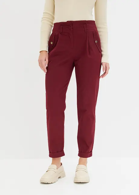 Pantalon en twill léger, paper bag, bonprix
