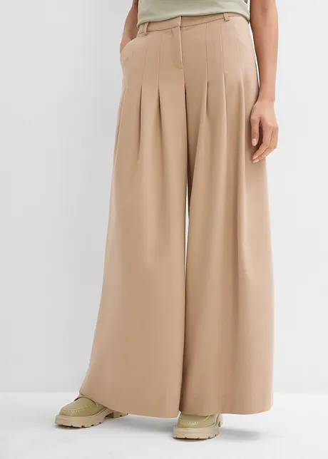 Pantalon à pinces taille haute en viscose mélangée, bonprix