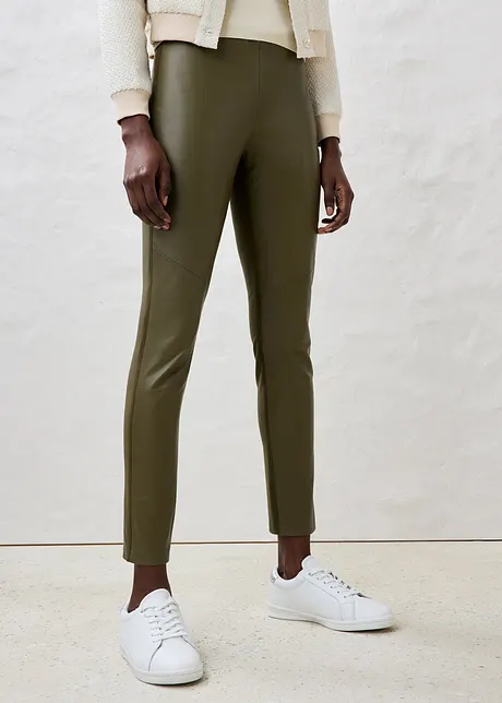 Legging en cuir d'agneau nappa à empiècement élastique, bonprix