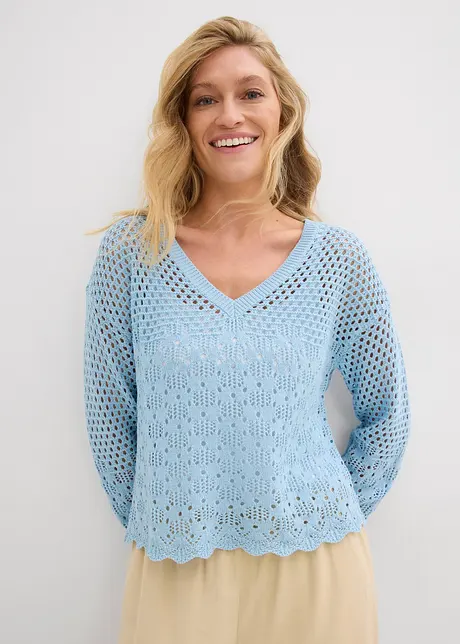 Pull léger en maille ajourée, bonprix
