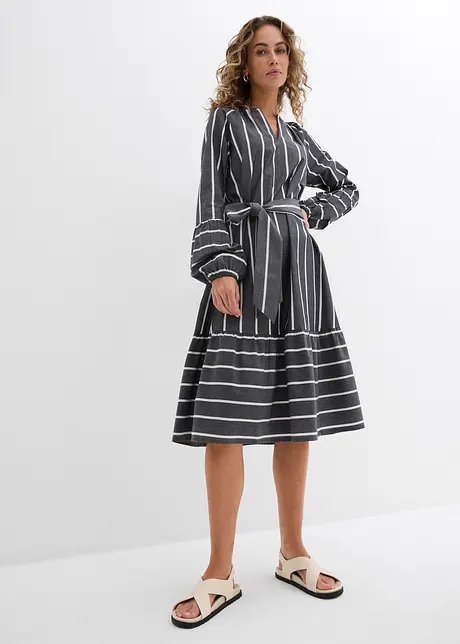 Robe midi rayée, 100% coton, bonprix
