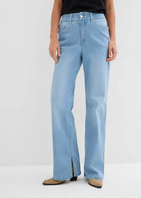 Jean droit, taille haute, fente, bonprix