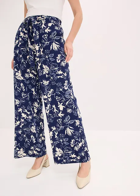 Pantalon large à pinces et imprimé, bonprix