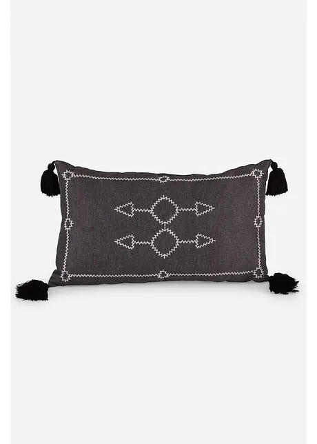 Coussin déco brodé avec glands, bonprix