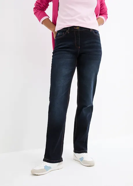 Jean droit taille mi-haute élastiquée, bonprix