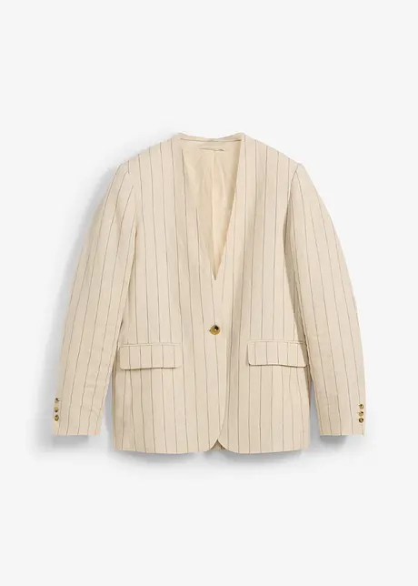 Blazer sans col 100% lin, bonprix