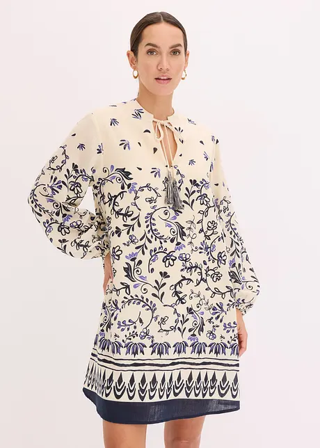 Robe courte bohème, aspect lin, bonprix