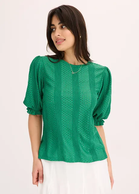 T-shirt en broderie anglaise avec volants, bonprix
