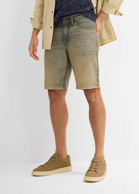 Bermuda en jean délavé effet sali, Regular, bonprix