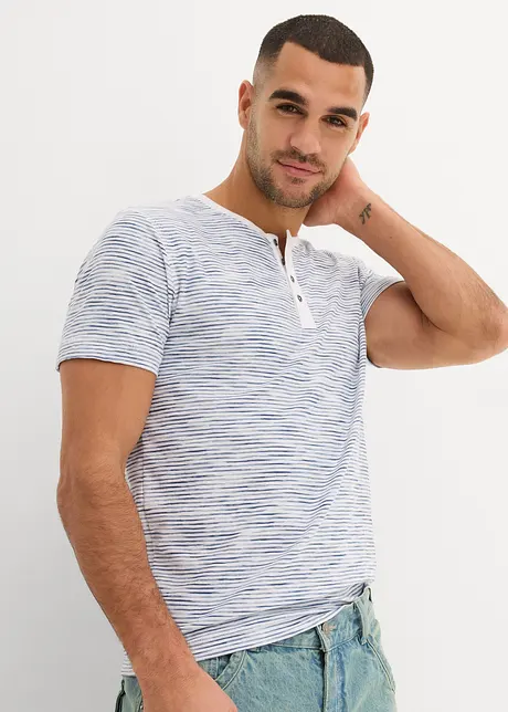 T-shirt à col Henley, 100% coton, bonprix