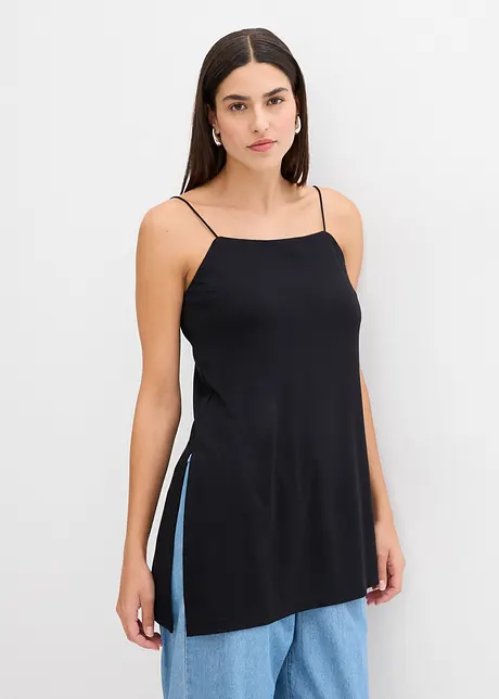 Top à fines bretelles et base asymétrique en viscose mélangée, bonprix