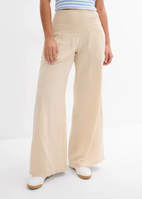 Pantalon palazzo en gaze de coton, bonprix
