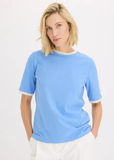 T-shirt à liserés en dentelle, bonprix