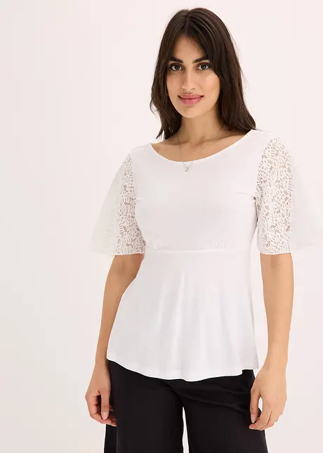 T-shirt à manches en dentelle, bonprix