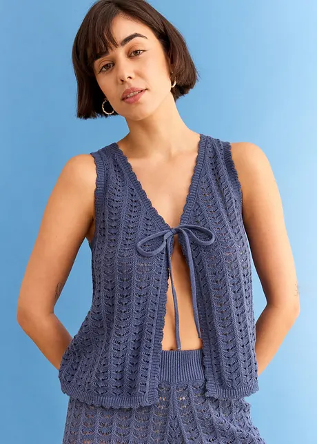 Gilet sans manches en maille ajourée, bonprix