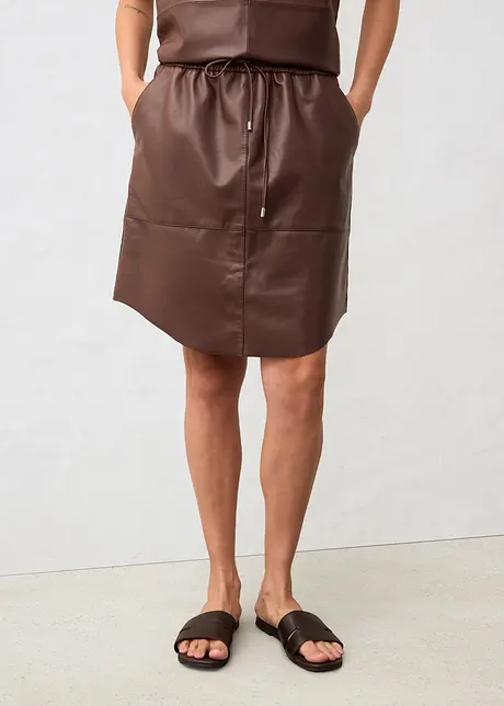 Jupe en cuir nappa d’agneau, bonprix