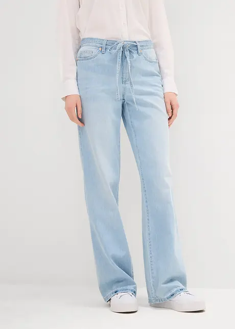 Jean large, taille mi-haute, ceinture, bonprix